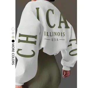 Women's Letter Print Crew Neck Sweatshirt, Casual Long Sleeve Pullover for Spring & Fall, Women's Sleepwear for Indoor Wear