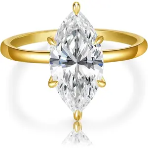 3.5CT Marquise Cut Engagement Ring for Women, Wedding Promise Cubic Zirconia Band, 14K Gold/White Gold Plated Simulated Diamond Rings Size 5-9