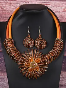 Handmade Flower Design Necklace & Earrings, Elegant Jewelry Set, Fashion Jewelry for Party, Daily Clothing Decor, Trendy All-match & Exquisite Jewelry for Birthday Gift