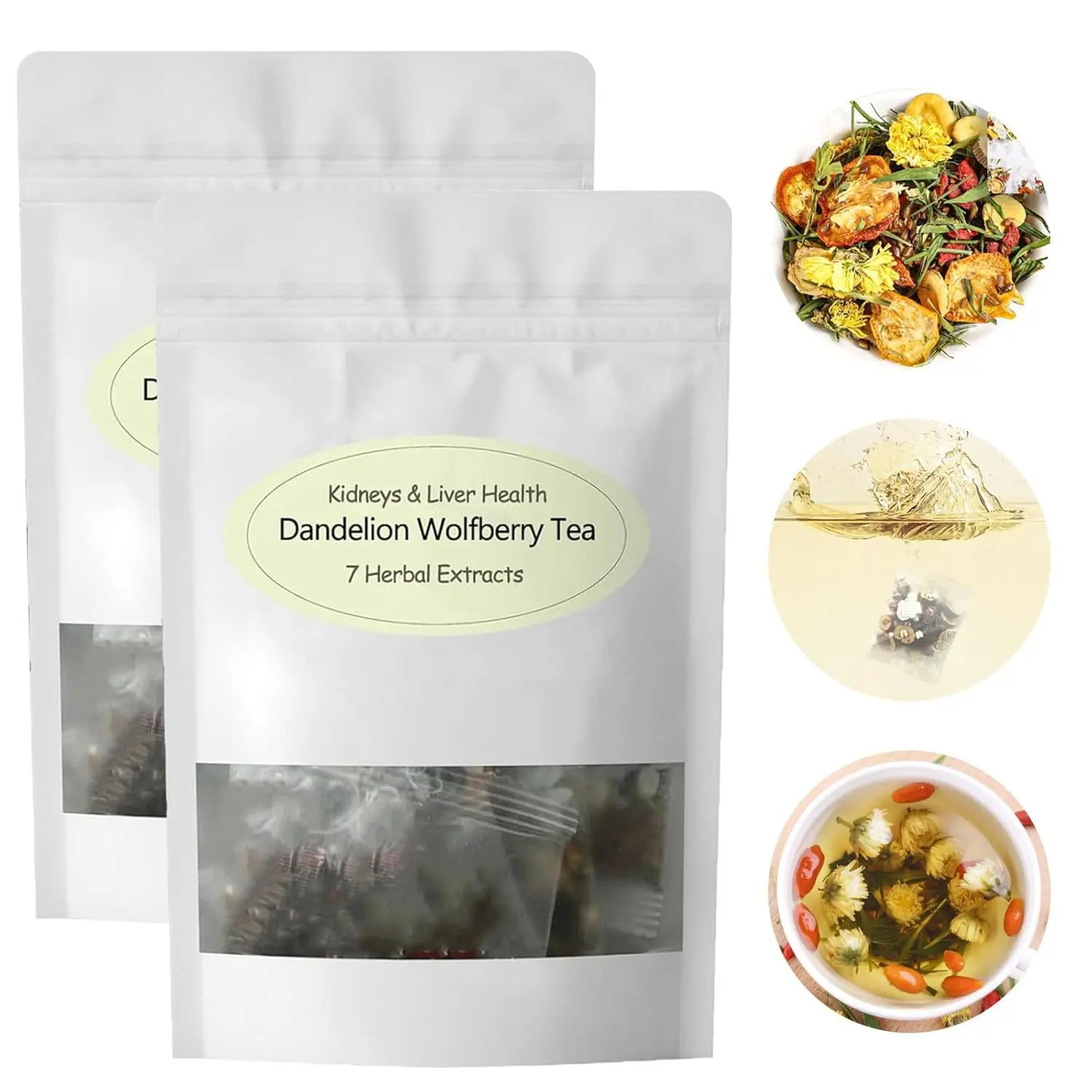 Dandelion Goji Berries Tea - Fruit Flavored Beverage Boosts Immunity Dandelion Wolfberry Tea, Supports Kidneys & Liver Health Tea, Seven Herbal Ingredients Natural Blend, Dandelion Chinese Wolfberry Tea Bags, Dandelion Tea Organic, 120g Per Pack, 12 bags