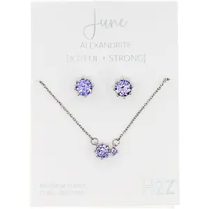 June Alexandrite 16.5"-18.5" Birthstone Jewelry Gift Set