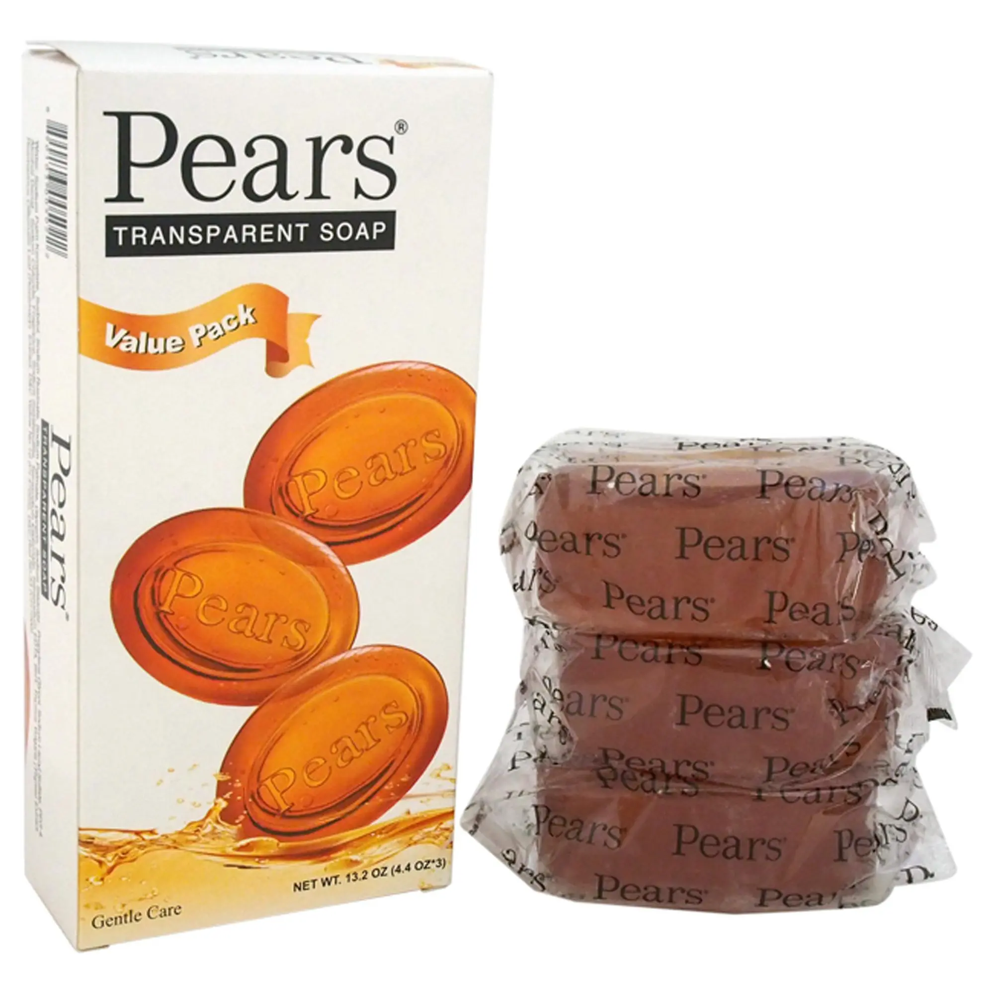 Pears Amber Unisex Bar Soap Pack - Pure, Gentle Daily Body Care Cleanser with Glycerin and Natural Oil Blend, 3 x 4.4 oz, Soothing