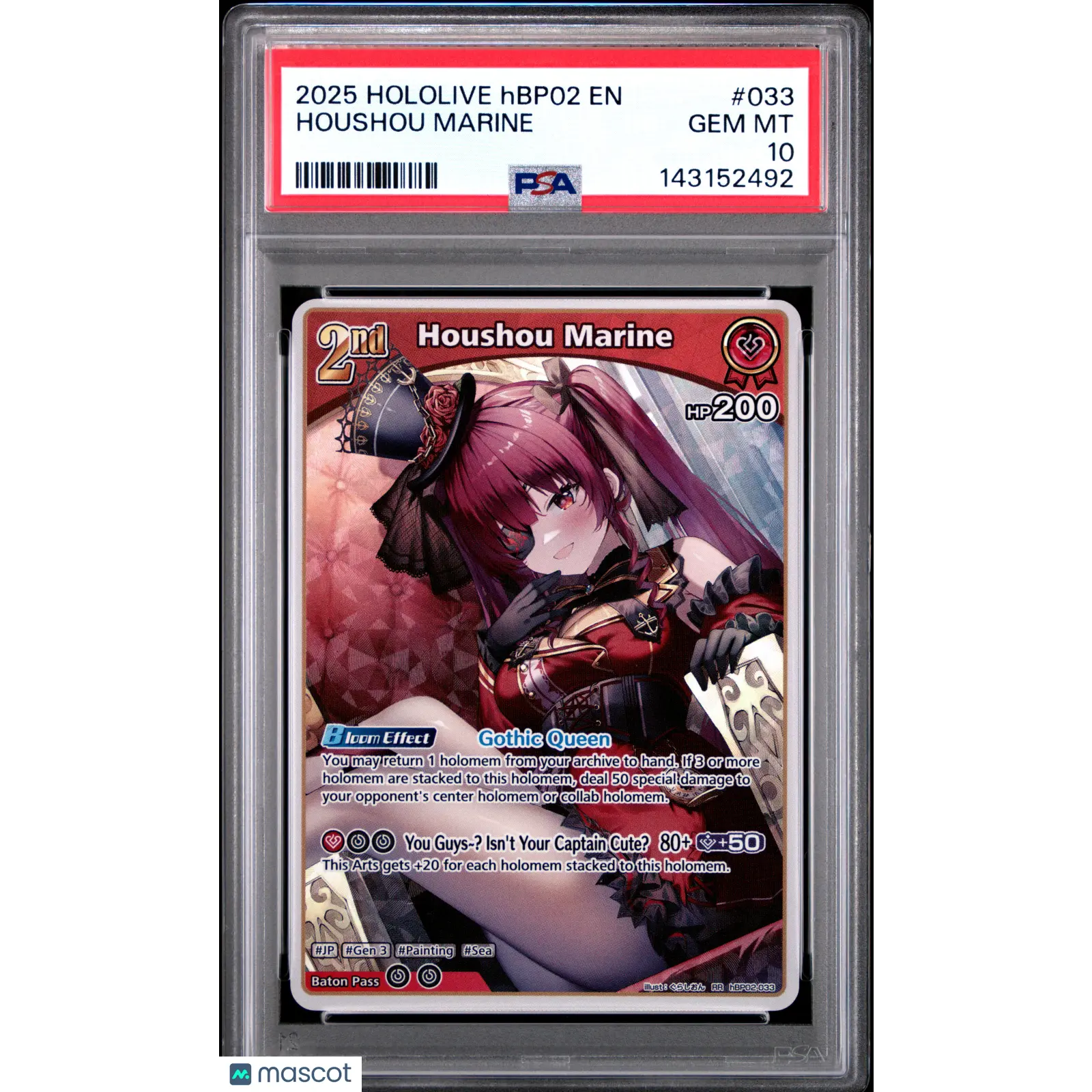 2025 Hololive Official Card Game Hbp02-Quintet Spectrum Houshou Marine PSA 10
