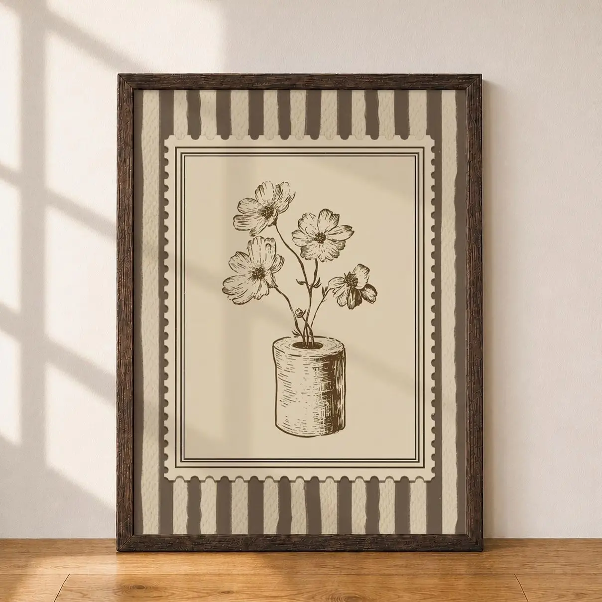 Bathroom Wall Art, Toilet Paper Flower Print, Minimal Botanical Decor, Rustic Floral Line Art, Guest Bathroom Powder Room Artwork 9