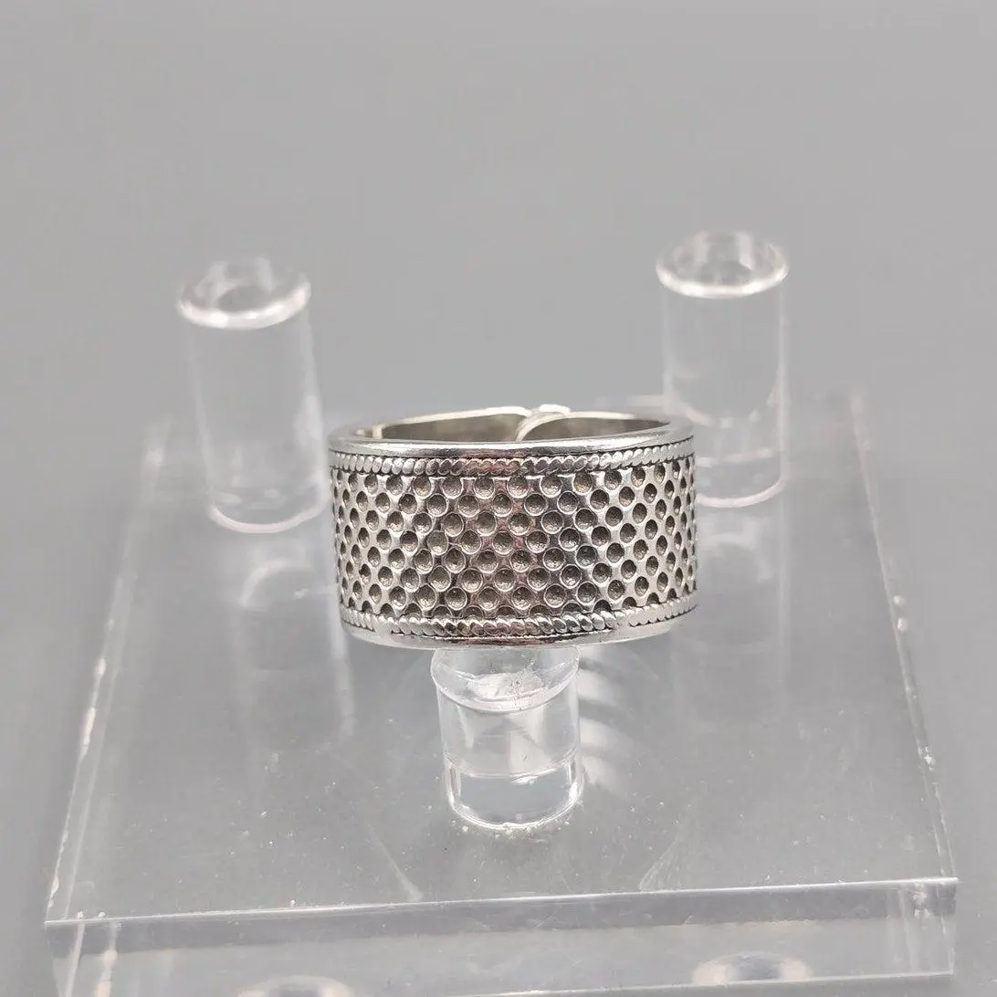 S925 Sterling Silver With Silver Recessed Dots Ruyi Cloud Adjustable Ring