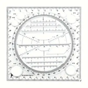 Multi-Function Acrylic Geometric Drawing Ruler - Quick Circle & Arc Design Template with Triangle, Function & Inch/Cm Scale for Drafting, Office & Student Use, Circle Drawing Tool