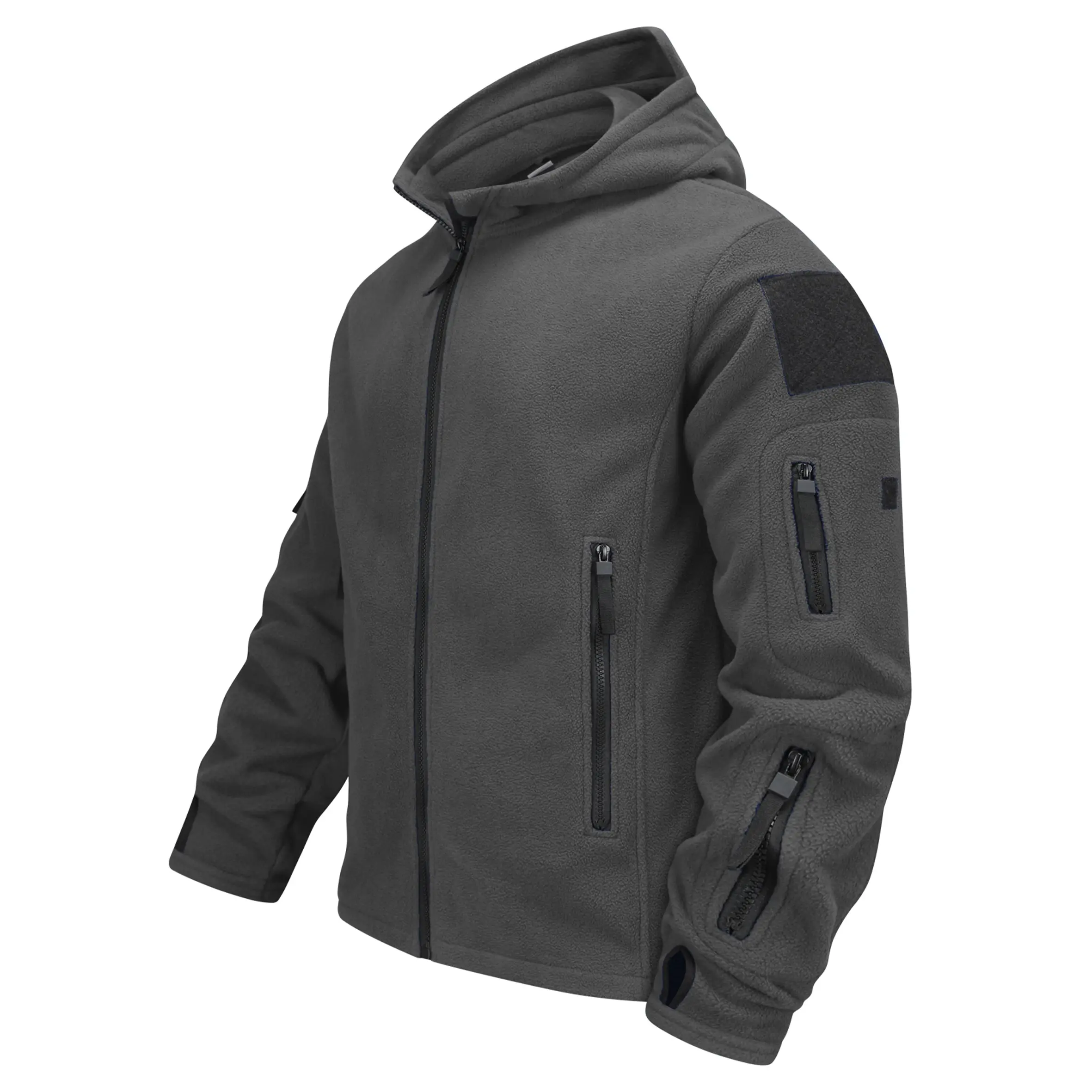 Men's Plain Sherpa Fleece Jacket, Casual Lightweight Full-Zip Winter Sweatshirt with Stand Collar, Zipper, No, Dark Gray