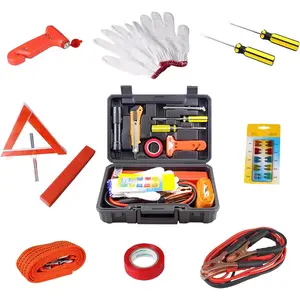 Car Emergency Kit for Vehicles with Jumper Cables (Upgraded), Auto Truck Vehicle Assistant Safety Kit Bag for Men Women with First Aid Kit, Basic Auto