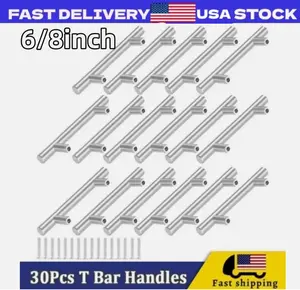 30Pack Brushed Nickel Kitchen Cabinet Pulls Stainless Steel Drawer T Bar Handle