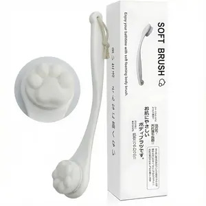 Soft Cat Claw Bath Brush Long Handle Non-Slip Back Scrubber Ultra Fine Fiber Shower Brush for Body Cleaning Self Tanner Applicator