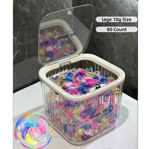 6D 6-in-1 Laundry Detergent Pods - 80 Counts with 3100ml Thickened Acrylic Storage Box, Premium Refillable Container, Deep Clean, Long-Lasting Freshness, Stain Fighter, Color & Machine Safe, Fragrance Detergent Beads