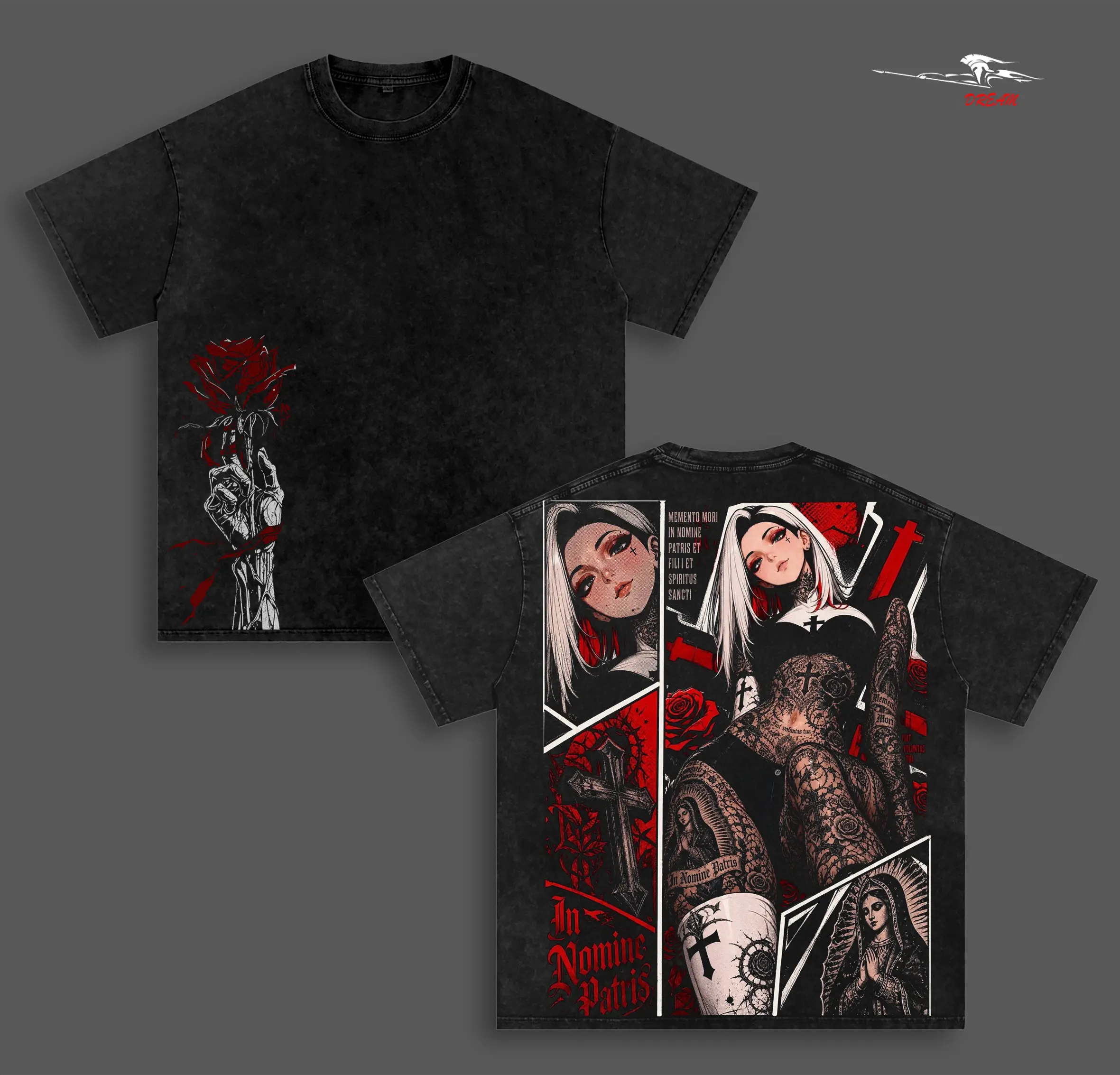 Thorns Do Not Bleed Anime Double Printed Vintage Washed Tee Unisex Oversize Heavyweight Cotton T-shirt for Anime Fans and Lovers