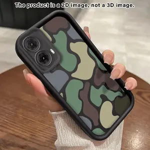 Camouflage Elegance2D Pattern Phone Case suitable for Motorola Moto G54 G86 G85 G84 Edge70 60 Fusion Stylus Moto Series(G04-G75 E13-E32 Edge40Neo Pro-50 Fusion)4G 5G Full Camera Shockproof Protection Slim Cover Smartphone Casing