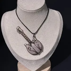 Guitar & Moon Trendy Copper Wire Wrapped Pendant