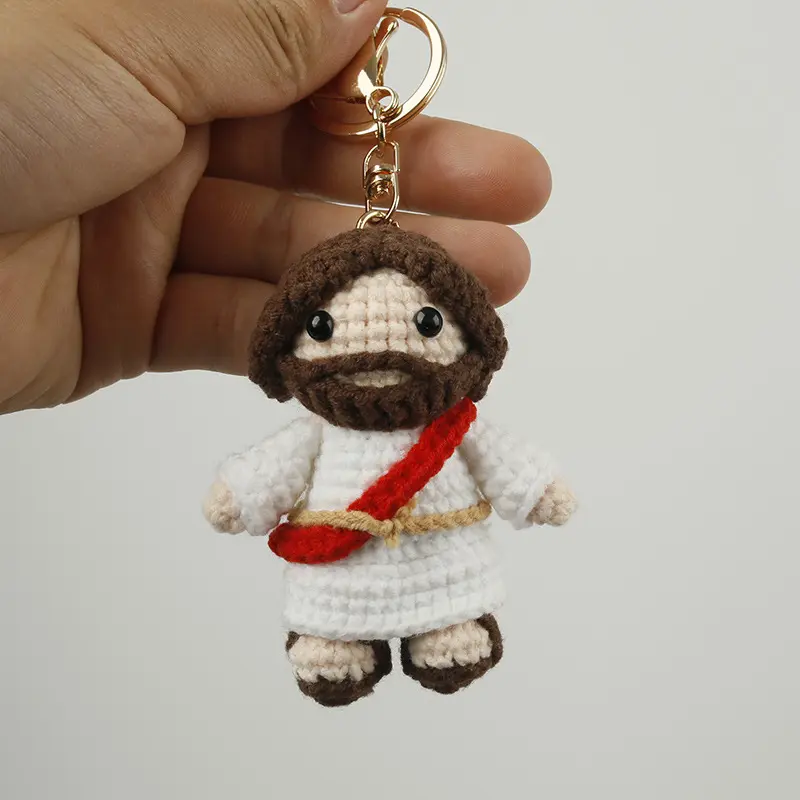 Handmade Crochet Jesus Keychain, Cute Religious Amigurumi Bag Charm, Christian Crochet Doll Keyring for Believers, Handmade Keychains, Charms Keychains