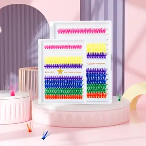 Colorful Individual False Eyelashes, 1 set Natural Eyelash Extensions, False Eyelashes For Women And Girls Makeup Enhancement, Fluffy Lash Clusters