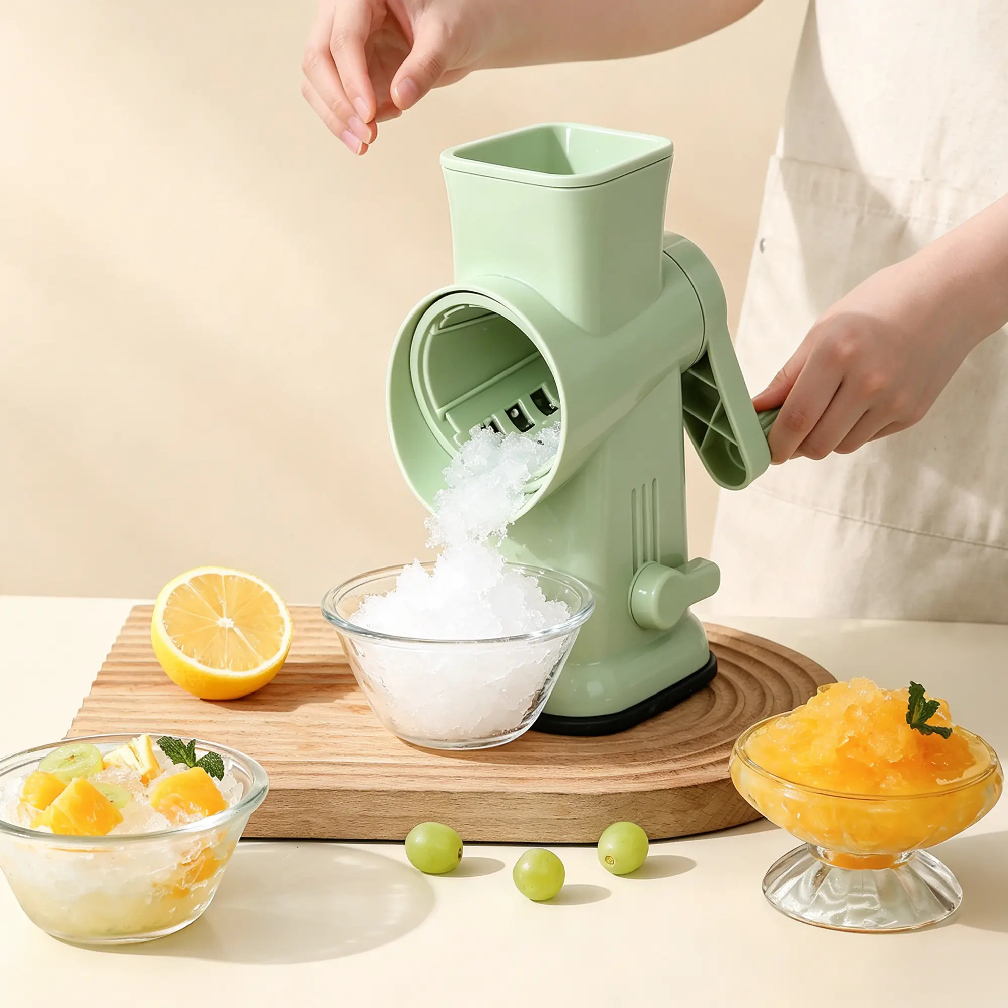 WELSTEEPSE Manual Ice Shaver Machine, Portable Handheld Ice Crusher, No-Electricity Easy-Carry Kitchenware for Home Kitchen/Bar Summer Use, Shaved Ice Machine, Compact