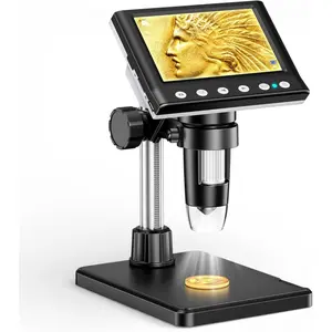 4.3 Inch LCD Digital  Microscope, 1000X USB Magnifier with 8 Adjustable LED Lights for  Inspection, Electronics Repair, Soldering, Windows/ Compatible, 1080P