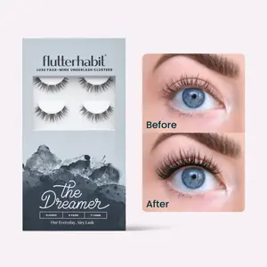 FlutterHabit The Dreamer Pack of 6 At Home Lash Extensions. Under lash application method