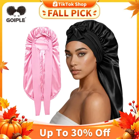 Goiple Women's Elastic Smooth Silk Satin Bonnet Sleep Cap (2 Count) - Large Full Coverage Anti-Frizz Haircare Accessory for Adults, Elastic Band Design, Stretchy Tie Band, Winter Gift, Accessories for Women,familyfun