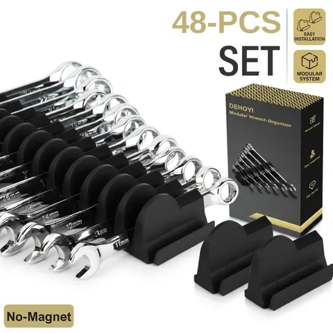 【No-Magnet】48 pcs Modular Wrench Organizers for Tool Drawers - Wrench Rack with Metric&SAE Labels, Perfect Tool Storage Holder. Gift for father, brother and boyfriend. Multifunctional Wrench Holder Organizer with Trays