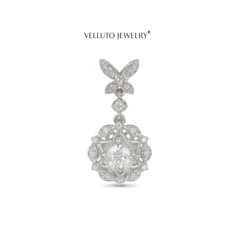 PLATINUM PLATED MOISSANITE 1.0CTW VVSD Color - Graceful - Wedding Accessory - Platinum Plated Earrings