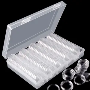 Coin Capsules Holder 100 Pieces 25 mm with Plastic Storage Organizer Box Coin Collection Supplies