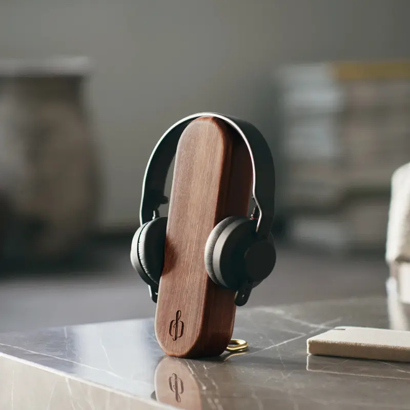 Openhagen Luxury Wooden Headphone Stand Solid Wood Base Brass Support Modern Desk Accessory Waterproof Durable Headset Organizer