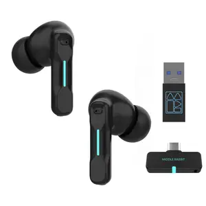 Middle Rabbit SW4 2.4G Wireless Gaming Earbuds: Low Latency 30ms, Bluetooth & 2.4GHz Dongle, Compatible with PC, PS5, PS4, Switch, Desktop - Gaming Headphones with Mic