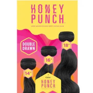Honey Punch Bundles 3 Pack - 18”, 20” & 22” Hair - Double Drawn Style natural color