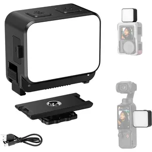 Mini Light for   Pocket 3 Action 4/5/Pro Creator Combo Accessories, 2W 600mAh Rechargeable LED Fill Light, 3 Color Modes, 4 Levels Brightness, IPX4 Water Resistance