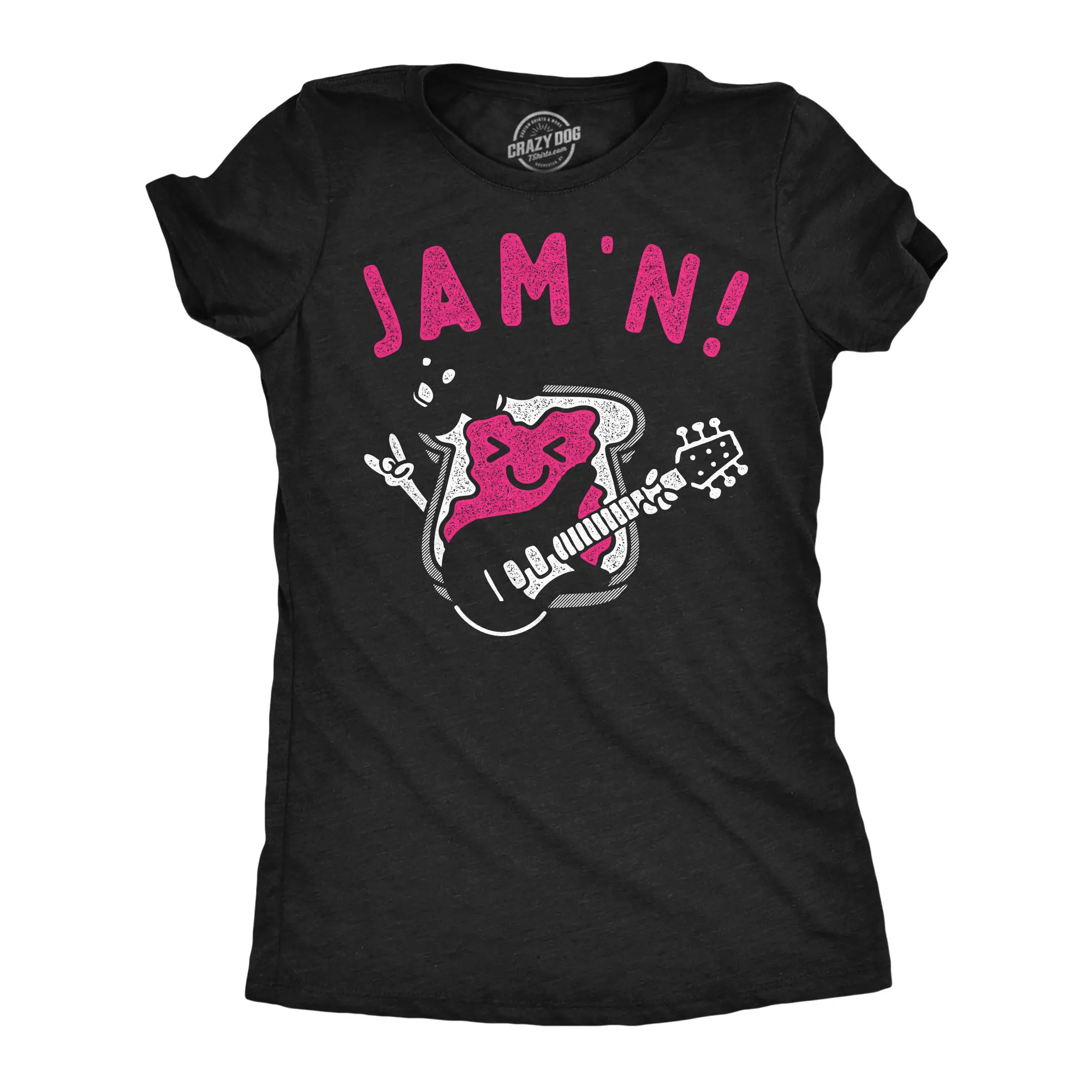 Womens Funny T Shirts Jam'n Sarcastic Rock and Roll Graphic Novelty Tee for Ladies Funny Womens T Shirts Cute Vintage Fashion Casual Ladies T-Shirt Gift Food Tops for Women Funny Sarcastic Top Women's Novelty Black -