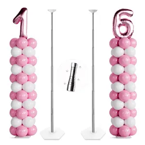 Telescoping Balloon Stand Set of 2 - Adjustable 1.5ft to 7ft Metal Column for Party Decorations