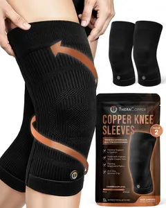 TheraCopper Copper Knee Brace for Men & Women (2 Pack) Non-Slip Compression Copper Knee Sleeve for Arthritis, Knees Pain Relief, Swelling, Anti inflammatory and Recovery Support