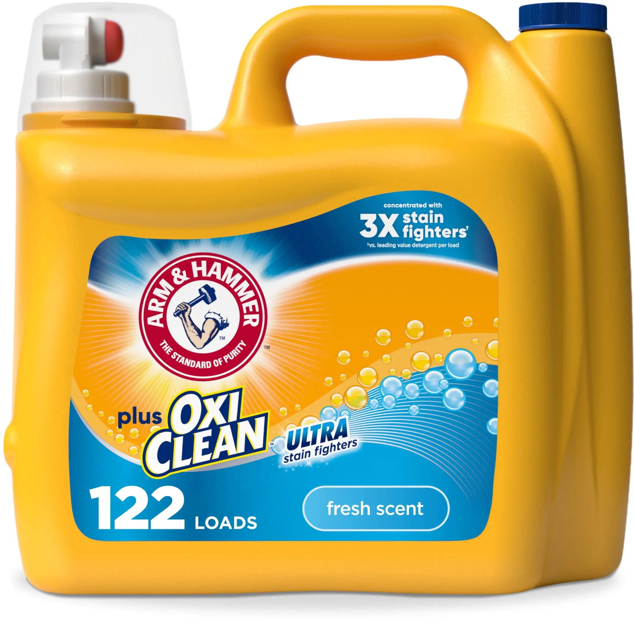 ARM & HAMMER Plus OxiClean Ultra Stain Fighters Liquid Laundry Detergent, Fresh Scent 158.6 Fl Oz