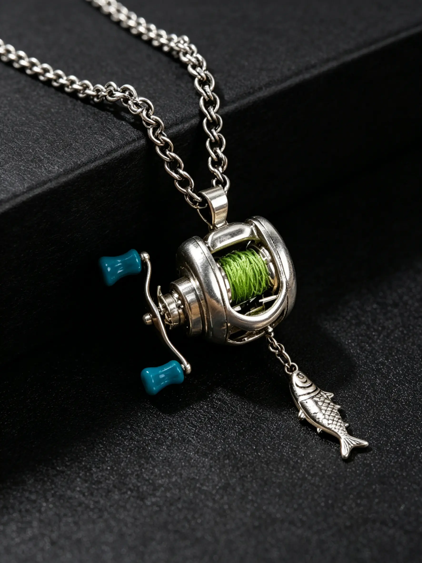 Mini Fishing Rod Necklace, Creative Cute Fishing Reel Jewelry Set, Unique Personalized Pendant Necklace, Perfect Gift for Friends and Dad