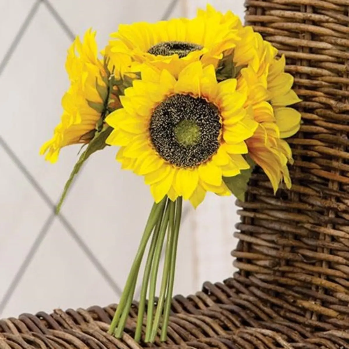 Yellow 3D Plastic Artificial Sunflowers Bouquet - Colorful Faux Flower Ornaments, Decor Pitcher for Home Supplies Home Decor, Bright Colors