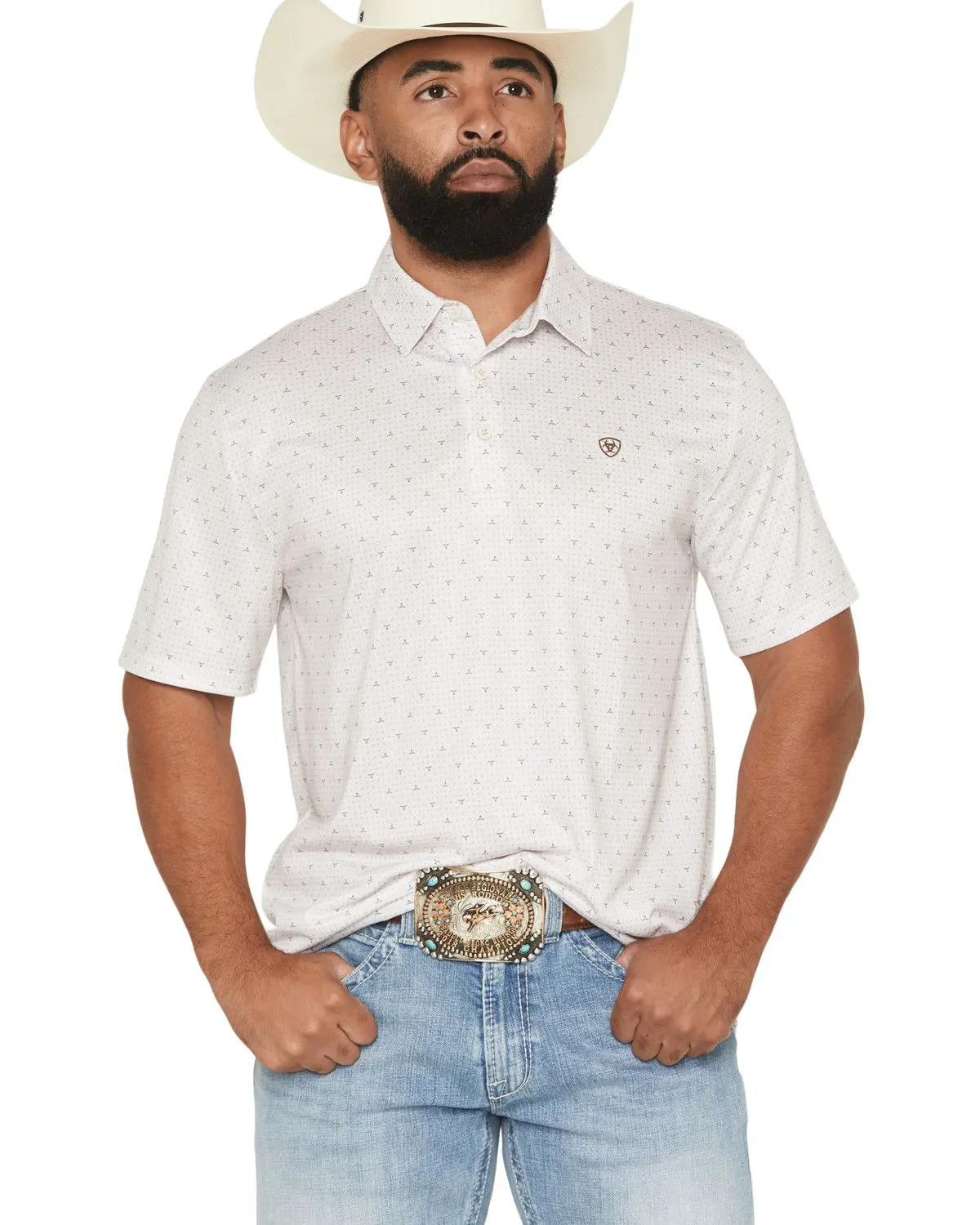 Ariat Men's Men'S Steer Print Short Sleeve Polo - 10071496