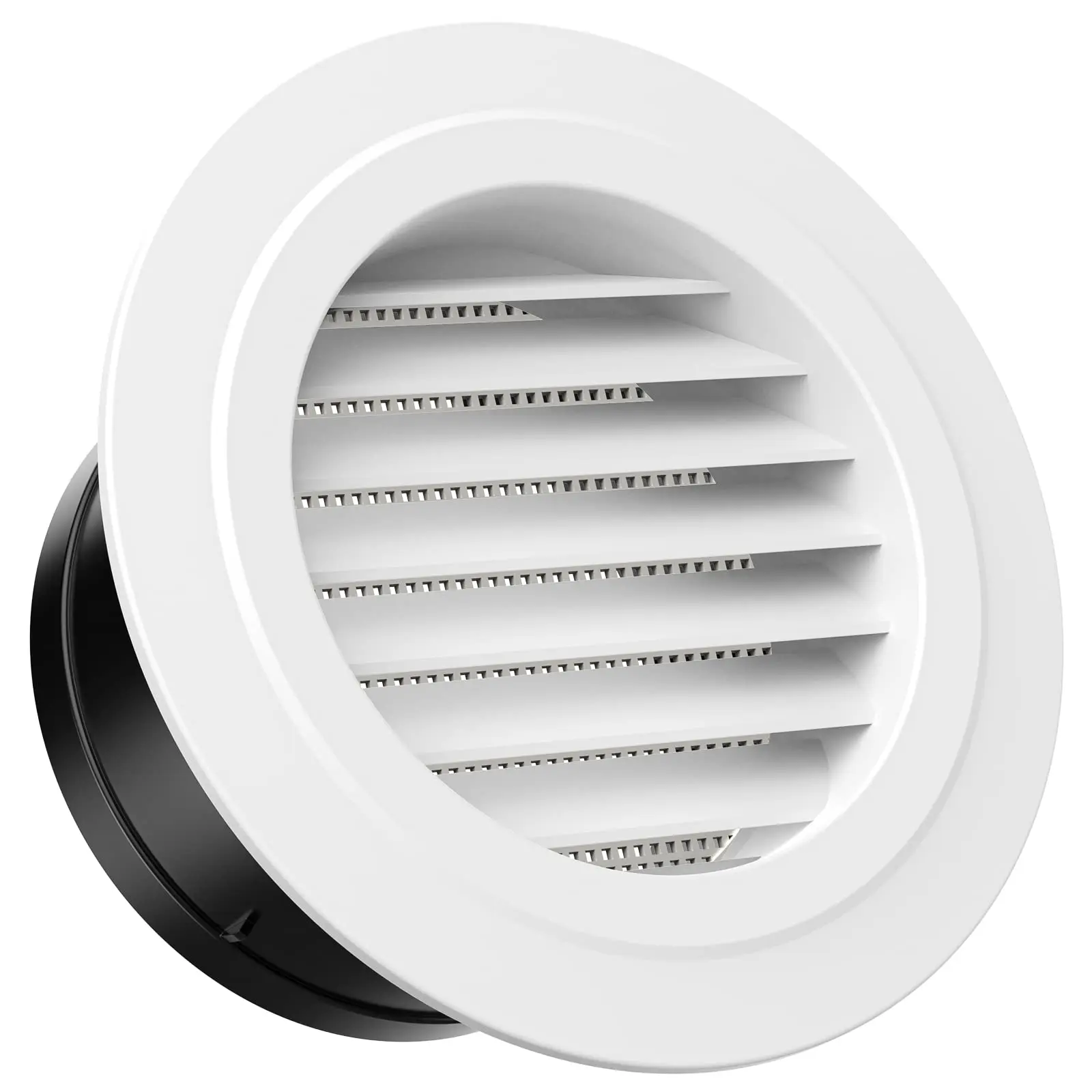 HG Power Round Air Vent, 3-8 Inch ABS Louver Grille Cover with Built-in Screen Mesh, White Soffit Vent for Bathroom Office Kitchen Ventilation - Opening Size 5.66"