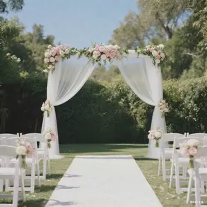 Sheer Wedding Arch Drape 5ft × 10ft Ivory – Backdrop Curtain Panel with Rod Pocket
