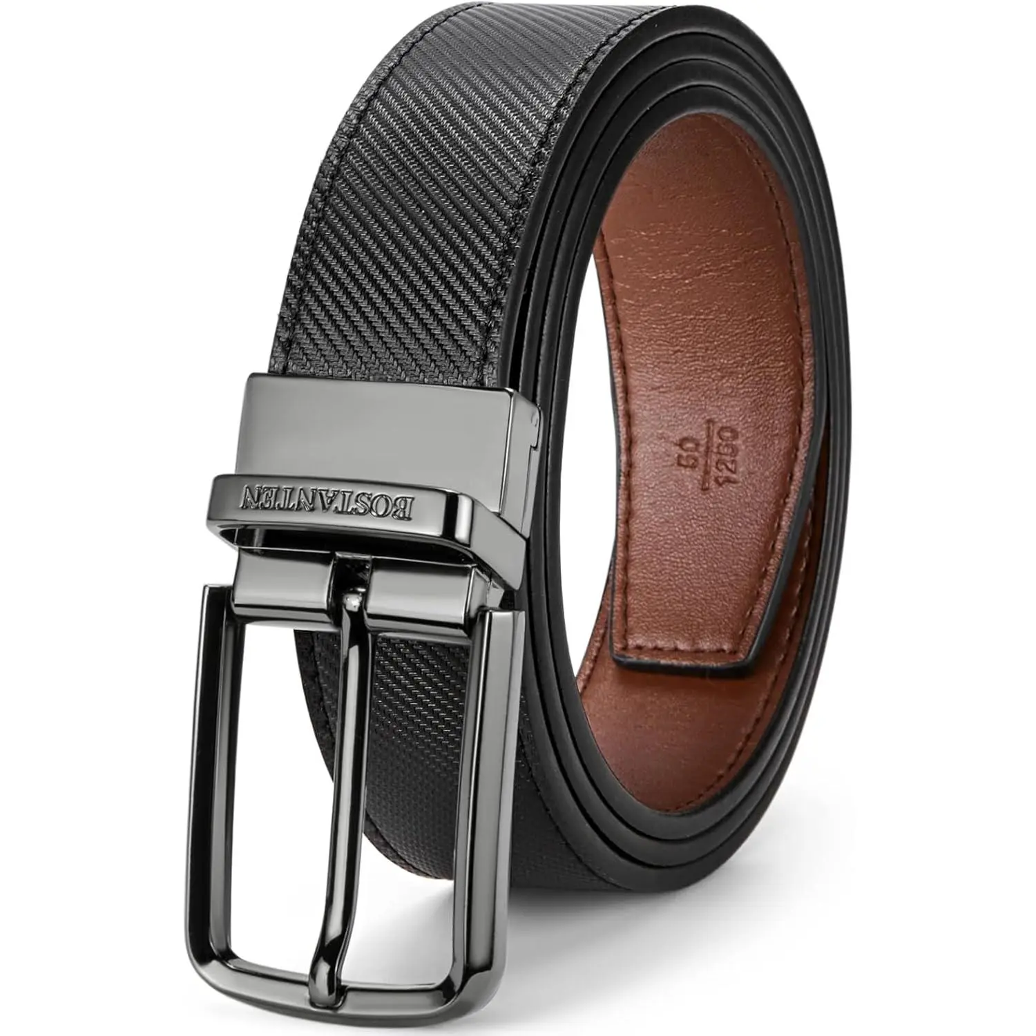 Men Leather Reversible Belts for Men 1 3/8" for Casual Golf Dress Pants, Two-in-One Belt Gift