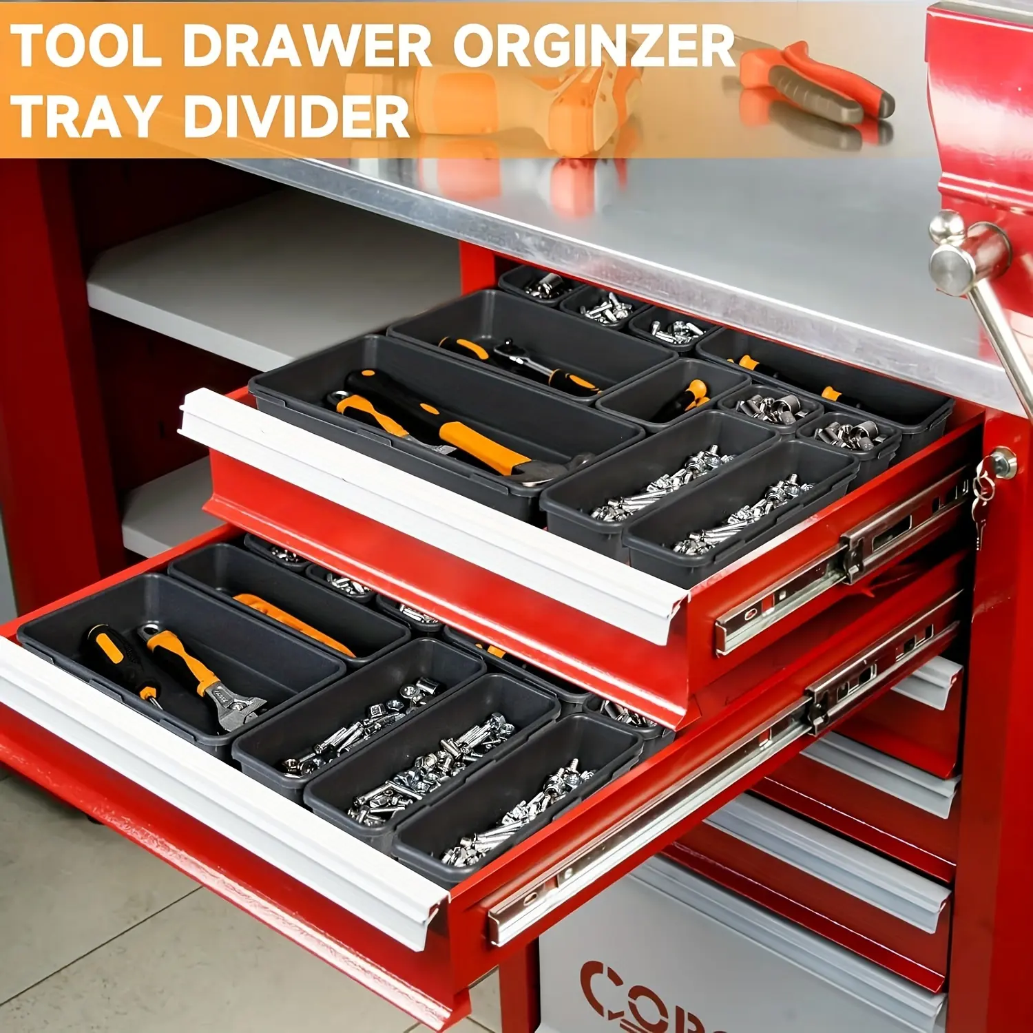 Large Size 42-Piece Tool Storage Dividers Set, Desktop Drawer Organizer Box, Organizer Tool Holder, Fits Rolling Tool Cabinet, Cart, Workbench, Garage, Tool Storage Kit, Tool Storage Organiser