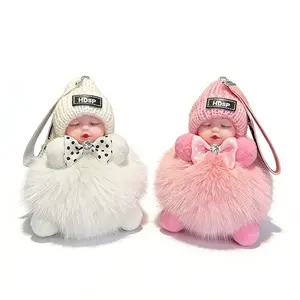 2 Pack Cute Handmade Soft Doll Keychain Plush Charms for Bag Phone Car Keys, Perfect Gift for Women & Girls