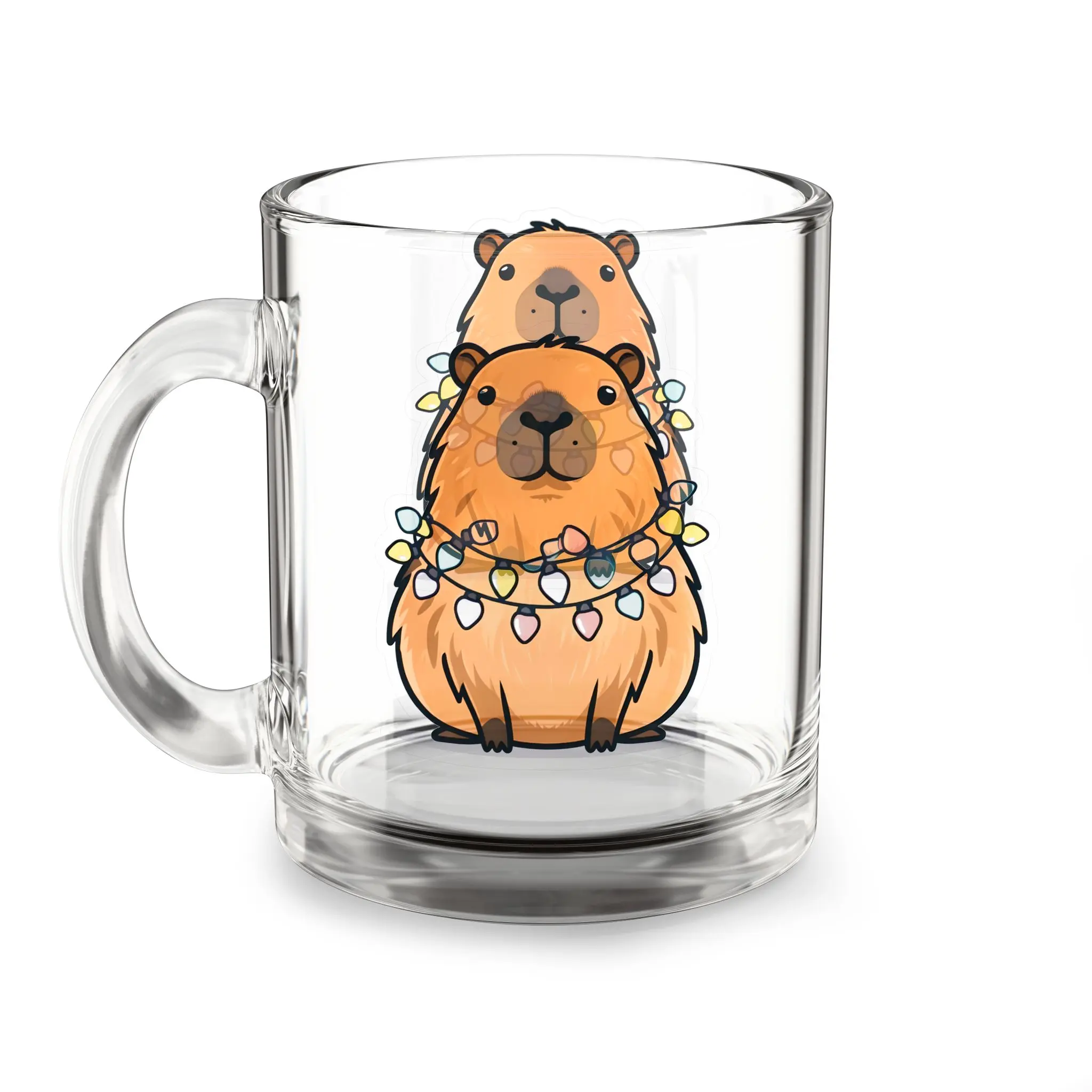 10oz Cute Capybara Compact Reusable Glass Cup - "Time to Relax" Lightweight Washable Mug, Kitchenware Drinkware for Adult Coffee, Tea, 10 Oz Cup