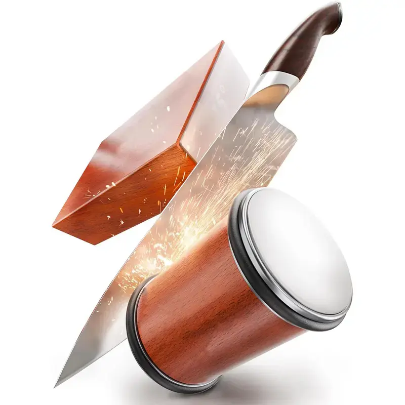New Must-have Manual Rolling Knife SharpenerTool,15/20 Degree for All Straight Edge Knives-PortableWooden Rolling Knife Sharpener-Knife Sharpening withDiamonds and Ceramic for Steel of AnyHardness,Efficient,and Easy to Use, Kitchen Kitchenware