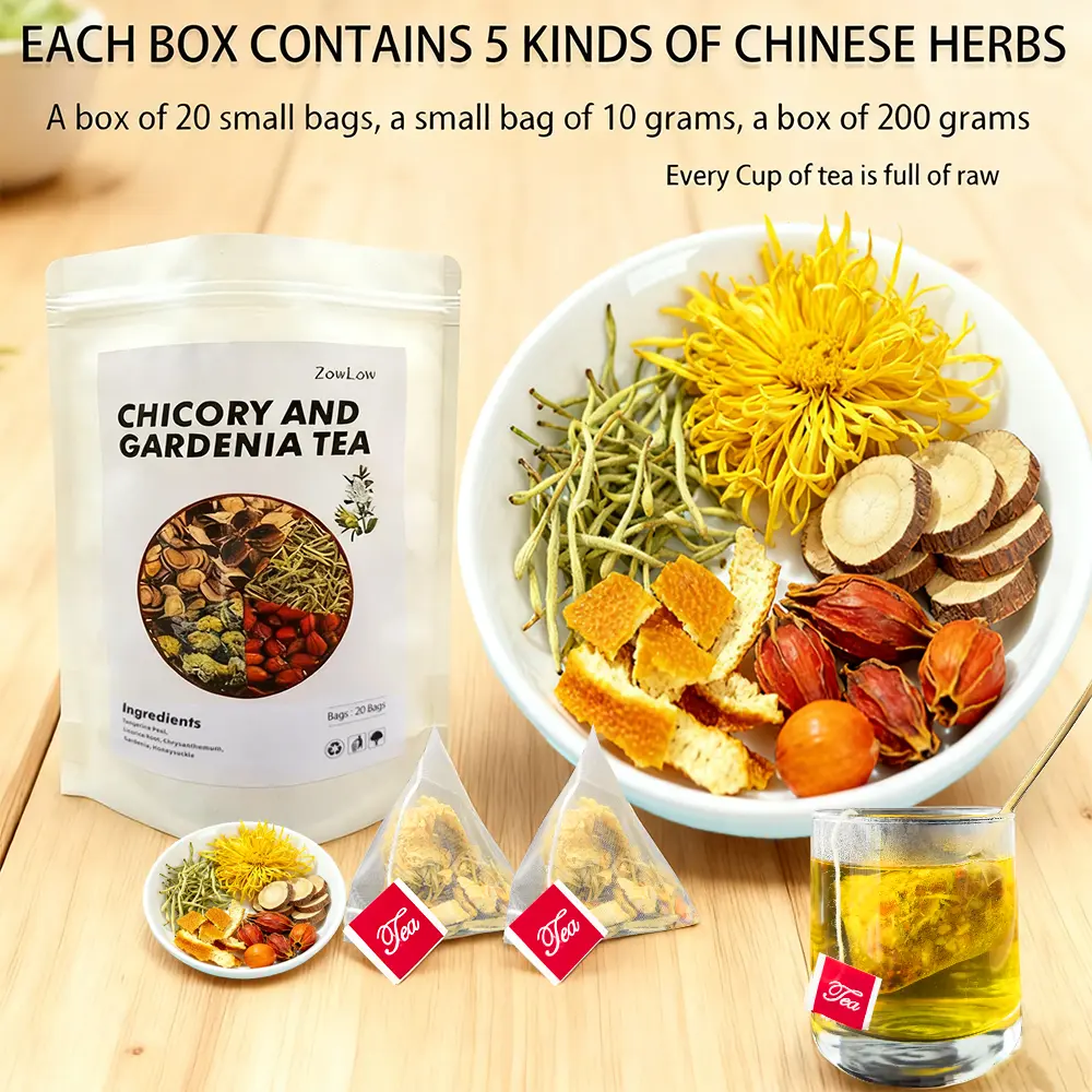 ZOWLOW Licorice & Chrysanthemum Tea - 20/40 Bags, Raw Materials Formula, Supports Digestive Health, Aids Elimination, Caffeine-Free, Ideal for Relaxation & Stress Relief - Chinese Herbal Blend