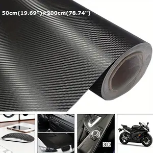 1Roll 50×200cm/19.69x78.74 Inch 3D Carbon Fiber Car Body Vinyl Wrap, Self-Adhesive Wrap Sticker Decal, Suitable for Most Cars and Motorcycles