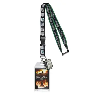 Attack On Titan Reversible ID Lanyard Breakaway Badge Holder with 2" Survey Corps Rubber Charm