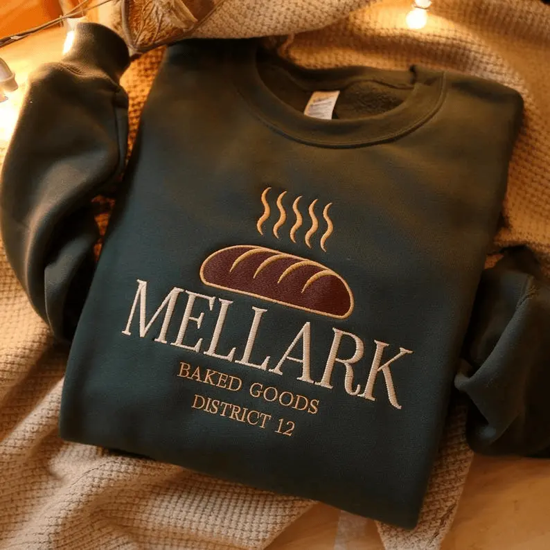 Mellark Baked Good Embroidered Sweatshirt, Hunger Games Sweatshirt, Bookish Sweatshirt, Abenathy Liquors Like All Fires Shirt, Book Shirt