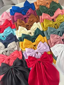 5pcs Random Color Women's Bow Hair Clips, Long 36cm Silk Bow Hair Accessories, Elegant Fashionable Gift for Parties All Seasons